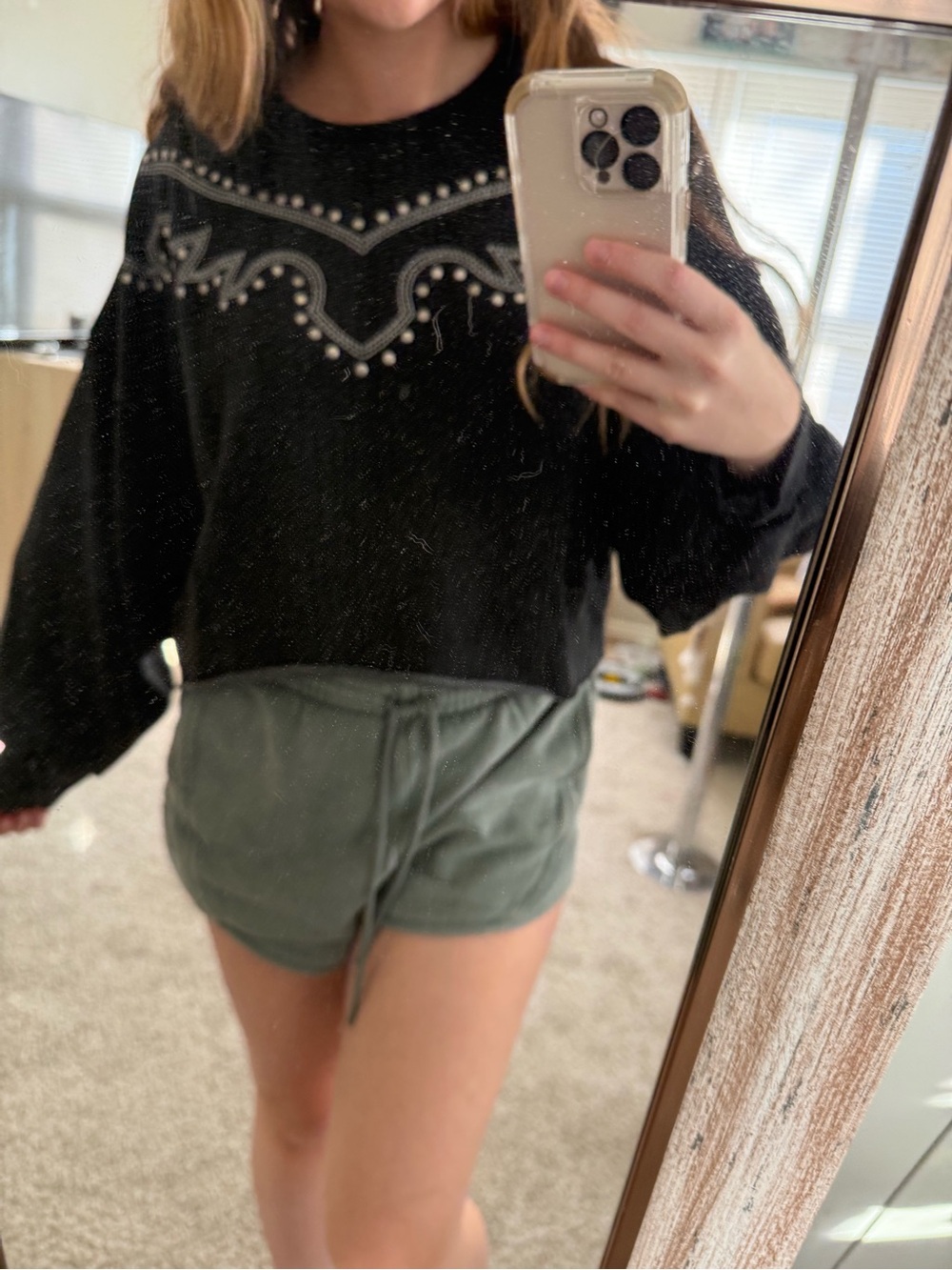 Rock & Roll Denim Studded Sweatshirt